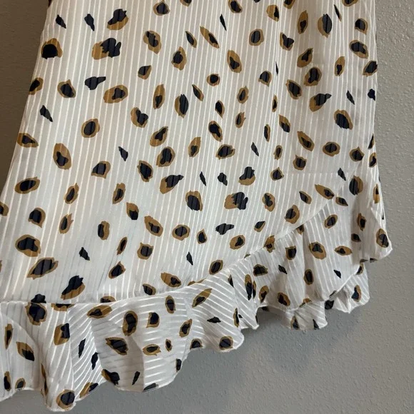 Generation K Leopard Ruffle Maxi Dress W/ Tie Belt Boho Whimsigoth Coastal M - Picture 5 of 12